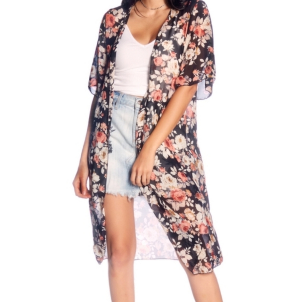 Vibe Sportswear Long Kimono Jacket Top,, XL 14/16